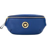 Versace Small Navy Calf Leather Medusa Pendant Fanny Waist Pack Belt Bag - 84564