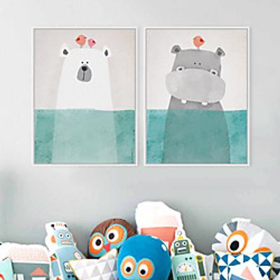 Wall Art Canvas Prints Painting Artwork Picture Cartoon Cute Animal Home Decoration Décor Rolled Canvas No Frame Unframed Unstretched Lightinthebox