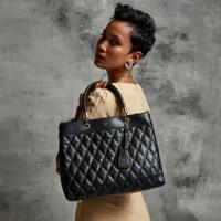 Amica Tote Bag with Top Handles and Quilted Detail