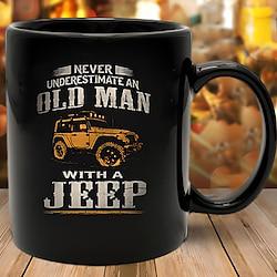 Car Old Man Men's Casual Street Style 3D Print Mug,Ceramic Funny Coffee Mug Black, Father's Day Gift 1.2oz/330ml Lightinthebox