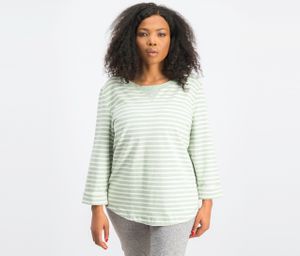 Womens Striped French Terry Sweatshirt  Light Sage Heather