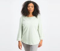Womens Striped French Terry Sweatshirt  Light Sage Heather - thumbnail