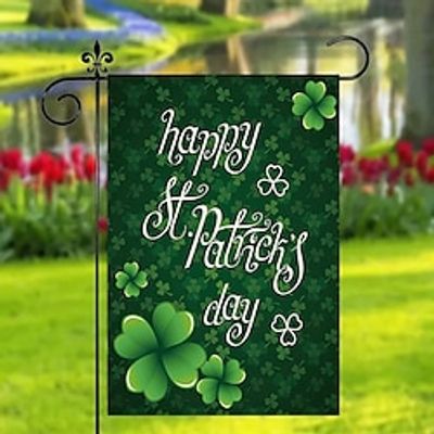 Saint Patrick Day Garden Flag 12x18Inch Outdoor Decorations Welcome Garden Patio Flag Lucky Clover Pot of Gold Green Yard Flag Double Sided Holiday Outdoor Flags 1pc Lightinthebox