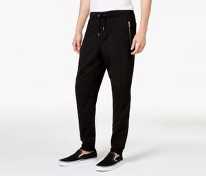 Mens Moto Knit Jogger Pants  Black