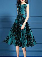 Round Neck Printed Skater Dress - thumbnail