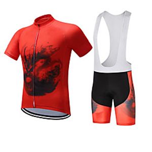 CAWANFLY Men's Short Sleeve Cycling Jersey with Bib Shorts Summer Orange  Black Bike Sports Geometic Mountain Bike MTB Road Bike Cycling Clothing Apparel  Micro-elastic  Athleisure  Triathlon Lightinthebox