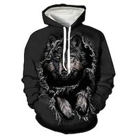 Men's Pullover Hoodie Sweatshirt Green Black Purple Red Brown Hooded Wolf Graphic Prints Print Daily Sports 3D Print Basic Streetwear Designer Spring   Fall Clothing Apparel Hoodies Sweatshirts  Lightinthebox - thumbnail