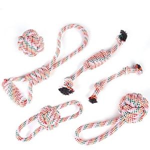 Dog Chew Rope Toys  Set of 4 Ropes - for Large Small Teething Pets  All Puppy Breeds Aggressive Chewers  100% Cotton for Natural Floss  with Ball Tough Teething Rope Tug-of-War amp; Fetching Bone Lightinthebox