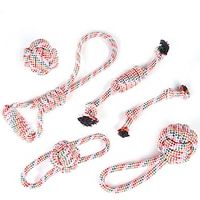 Dog Chew Rope Toys  Set of 4 Ropes - for Large Small Teething Pets  All Puppy Breeds Aggressive Chewers  100% Cotton for Natural Floss  with Ball Tough Teething Rope Tug-of-War amp; Fetching Bone Lightinthebox - thumbnail