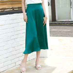 Women's Fashion Skirts Casual  Daily Weekend Solid Colored Green Blue Black S M L Lightinthebox