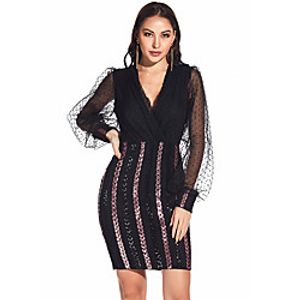 Women's Sheath Dress Short Mini Dress Black Long Sleeve Stripes Summer Casual 2021 S M L XL miniinthebox