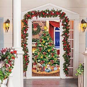 Christmas Tree Door Covers Door Tapestry Door Curtain Decoration Xmas Backdrop Door Banner for Front Door Christmas Holiday Party Decor Supplies miniinthebox