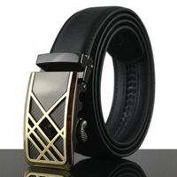125-130CM New Men Business Genuine Leather Business Belt Durable Automatic Buckle Belt