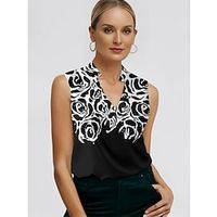 Women's Tank Top Floral Casual Holiday Black Blue Fuchsia Print Sleeveless Fashion V Neck Regular Fit Summer Lightinthebox - thumbnail