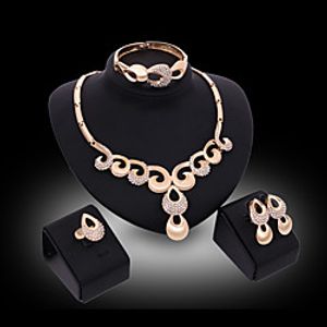 Women's Jewelry Set Bridal Jewelry Sets Cut Out Precious Pear Fashion Gold Plated Earrings Jewelry Gold For Christmas Wedding Halloween Party Evening Gift 1 set Lightinthebox