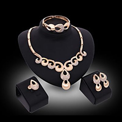 Women's Jewelry Set Bridal Jewelry Sets Cut Out Precious Pear Fashion Gold Plated Earrings Jewelry Gold For Christmas Wedding Halloween Party Evening Gift 1 set Lightinthebox