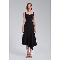 Asymmetric Sweetheart Neckline Dress - thumbnail