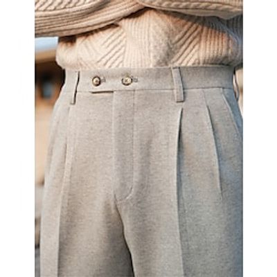 Men's Dress Pants Trousers Pleated Pants Suit Pants Tweed Pants Button Front Pocket Straight Leg Plain Comfort Warm Business Daily Holiday Fashion Chic Modern Khaki Dark Gray miniinthebox Men's Dress Pants Trousers Pleated Pants Suit Pants Tweed Pants Button Front Pocket Straight Leg Plain Comfort Warm Business Daily Holiday Fashion Chic Modern Khaki Dark Gray miniinthebox