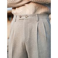 Men's Dress Pants Trousers Pleated Pants Suit Pants Tweed Pants Button Front Pocket Straight Leg Plain Comfort Warm Business Daily Holiday Fashion Chic Modern Khaki Dark Gray miniinthebox