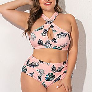Women's Tankini Swimsuit Floral Blushing Pink Swimwear Bathing Suits Lightinthebox