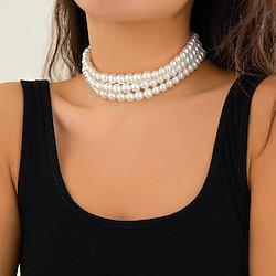 Layered Necklace Pearl Women's Elegant Luxury Layered Cute Round Necklace For Wedding Party Prom Lightinthebox