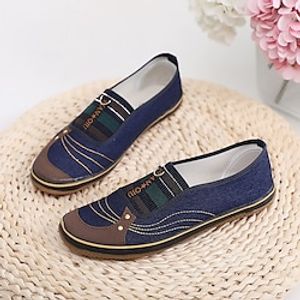 Women's Slip-Ons Comfort Shoes Daily Walking Round Toe Casual Minimalism Denim Loafer Blue Lightinthebox