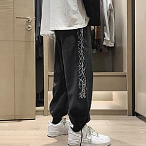 Men's Casual / Sporty Streetwear Comfort Outdoor Casual Daily Jogger Pants Sweatpants Trousers Pants Graphic Full Length Drawstring Gray Black miniinthebox