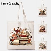 Women's Tote Shoulder Bag Canvas Tote Bag Canvas Daily Holiday Print Large Capacity Foldable Lightweight 3D Flower miniinthebox - thumbnail