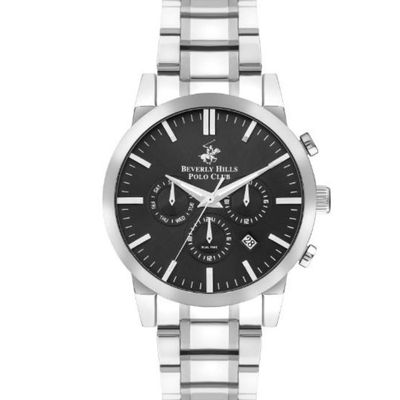 Beverly Hills Polo Club Men's JP25 Movement Watch, Multi Function Display and Metal Strap - BP3408X.350, Silver