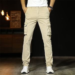 Men's Cargo Pants Trousers 6 Pocket Plain Comfort Outdoor Daily Going out 100% Cotton Streetwear Chic  Modern Black Royal Blue Lightinthebox