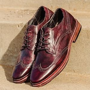 Men's Oxfords Derby Shoes Retro Formal Shoes Walking Casual Christmas Daily Xmas Leather Comfortable Booties / Ankle Boots Loafer Black Red Brown Spring Fall miniinthebox