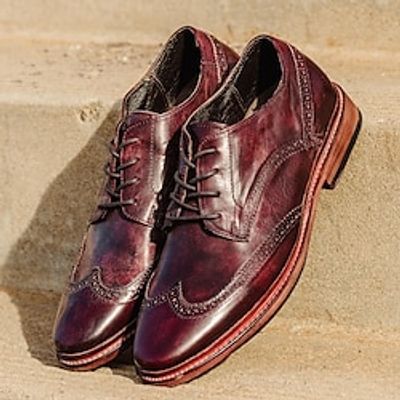 Men's Oxfords Derby Shoes Retro Formal Shoes Walking Casual Christmas Daily Xmas Leather Comfortable Booties / Ankle Boots Loafer Black Red Brown Spring Fall miniinthebox