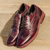 Men's Oxfords Derby Shoes Retro Formal Shoes Walking Casual Christmas Daily Xmas Leather Comfortable Booties / Ankle Boots Loafer Black Red Brown Spring Fall miniinthebox - thumbnail