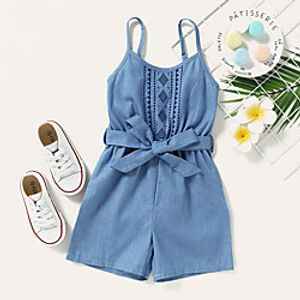 Kids Toddler Girls' Overall  Jumpsuit Solid Colored Print Active Blue 2-8 Years Lightinthebox
