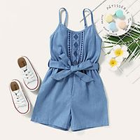 Kids Toddler Girls' Overall  Jumpsuit Solid Colored Print Active Blue 2-8 Years Lightinthebox - thumbnail