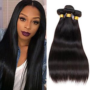 4 Bundles Brazilian Hair Straight Virgin Human Hair Natural Color Hair Weaves / Hair Bulk 8-26 inch Human Hair Weaves 8a Human Hair Extensions / 10A miniinthebox