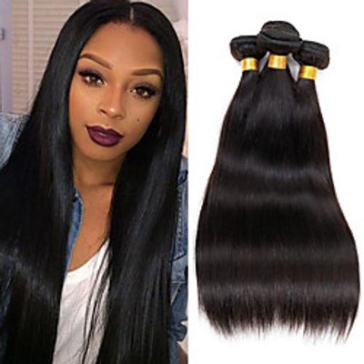 4 Bundles Brazilian Hair Straight Virgin Human Hair Natural Color Hair Weaves / Hair Bulk 8-26 inch Human Hair Weaves 8a Human Hair Extensions / 10A miniinthebox
