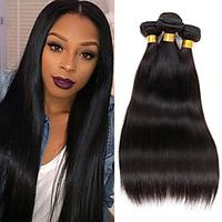 4 Bundles Brazilian Hair Straight Virgin Human Hair Natural Color Hair Weaves / Hair Bulk 8-26 inch Human Hair Weaves 8a Human Hair Extensions / 10A miniinthebox - thumbnail