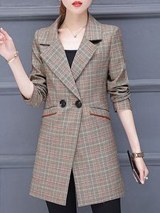 Fold-over collar mid-length Blazer