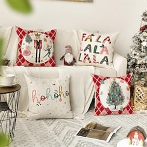 Red Christmas Double Side Pillow Cover 1PC Xmas Soft Decorative Square Cushion Case Pillowcase for BedroomLivingroom Sofa Couch Chair miniinthebox