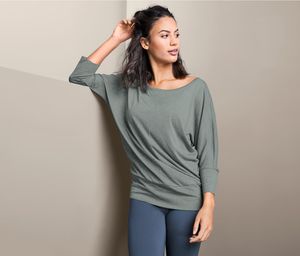 Womens 3/4 Sport and Yoga Shirt  Mottled Green