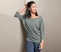 Womens 3/4 Sport and Yoga Shirt  Mottled Green - thumbnail