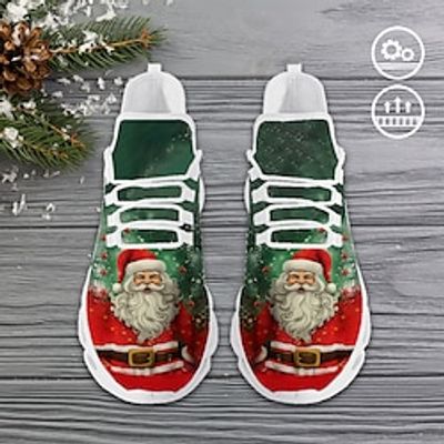 Men's Sneakers Casual Shoes Print Shoes Xmas Shoes Flyknit Shoes Running Fitness  Cross Training Shoes Walking Sporty Casual Outdoor Christmas Xmas Cloth Breathable Comfortable Slip Resistant Lace-up Lightinthebox