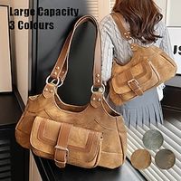 Women's Handbag Shoulder Bag Baguette Bag PU Leather Outdoor Daily Holiday Zipper Large Capacity Waterproof Lightweight Solid Color Patchwork High grade gray Vintage blue Wasteland Brown miniinthebox - thumbnail