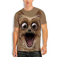 Men's Tee T shirt Shirt 3D Print Graphic Prints Animal Print Short Sleeve Daily Tops Casual Designer Big and Tall Round Neck Brown / Summer miniinthebox - thumbnail