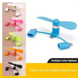 Mini Cellphone Fan, 3-in-1 Portable Mobile Phone Fan, Compatible With IPhone, Compatible With Android Smartphone, Cell Phone Summer Accessories Lightinthebox