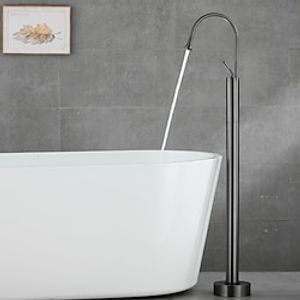 Bathtub Faucet Floor Mount Freestanding Tub Filler Brass High Flow Shower Faucets Mixer Taps Swivel Spout(Brushed GoldenGun Grey) Lightinthebox