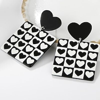 Women's Earrings Chic  Modern Street Plaid Earring / Black / White / Fall / Winter / Spring miniinthebox