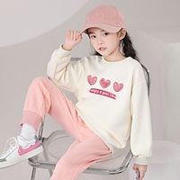 2 Pieces Kids Girls' Graphic Crewneck Hoodie  Sweatpants Set Set Long Sleeve Active Casual 7-13 Years Spring (Mi Xing top  black pants) (pink top  light gray pants) (pink top  iron gray pants) Lightinthebox - thumbnail