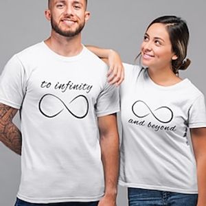 Couple Tshirt Letter Valentine's Day 1pc Couple's Men's Women's T shirt Tee Crew Neck Beige Valentine's Day Date Short Sleeve Print Fashion Casual Lightinthebox